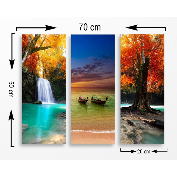 Dekoratív festmények, Wallity, 3 darabos készlet, 20x50cm/db, összesen 70x50cm, MDF 3mm