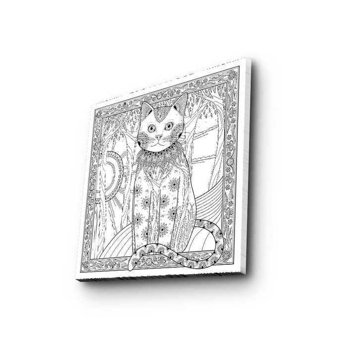 Tablou decorativ pictabil, Wallity, 45x45cm, cadru din lemn, set 12 markere