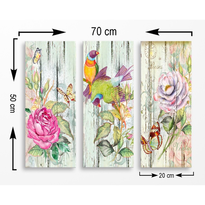 Dekoratív festmények, Wallity, 3 darabos készlet, darabonként 20x50cm, összesen 70x50cm