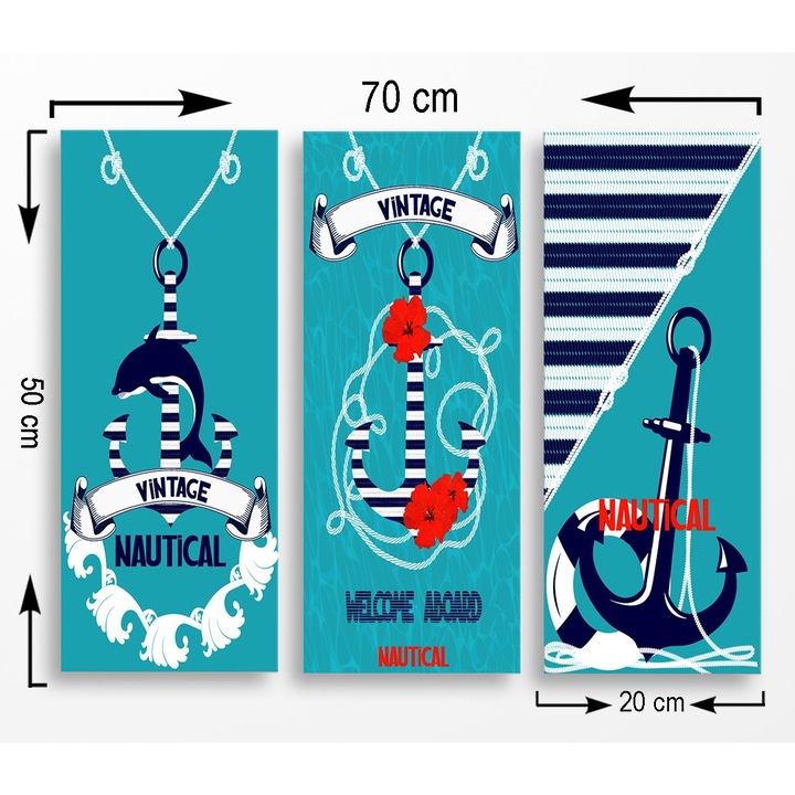 Dekoratív festmények, Wallity, 3 darabos készlet, 20x50cm/db, összesen 70x50cm, MDF 3mm