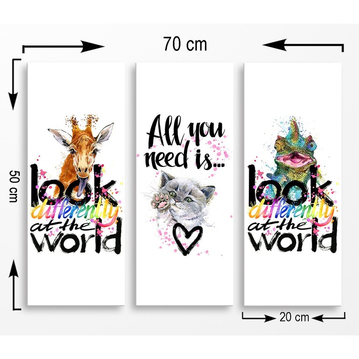 Dekoratív festmények, Wallity, 3 darabos készlet, darabonként 20x50cm, összesen 70x50cm