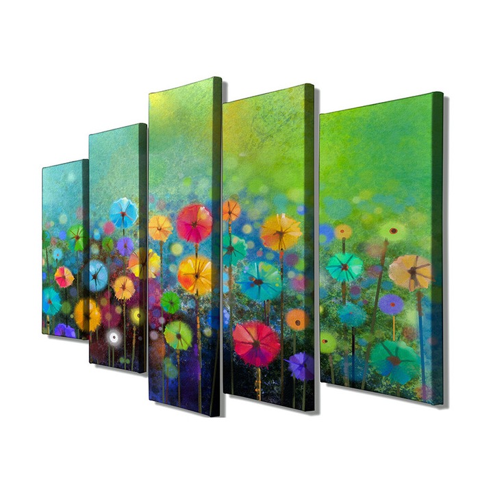 Dekoratív festmény vászonra (5 darabos készlet), Wallity, 105x70cm, 100% vászon, fa keretben