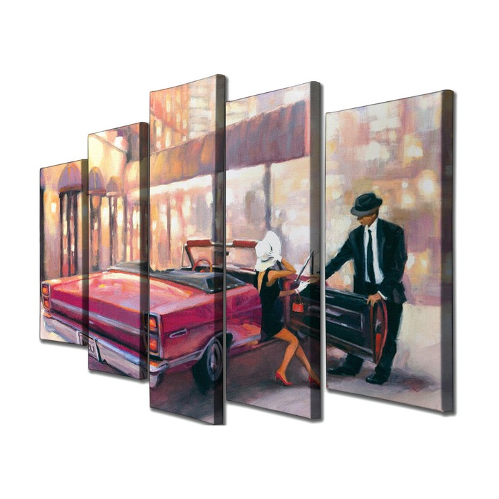 Dekoratív festmény vászonra (5 darabos készlet), Wallity, 105x70cm, 100% vászon, fa keretben