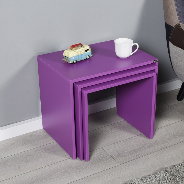 Set 3 masute de cafea, Woody Fashion, 55x47x40cm, 16mm