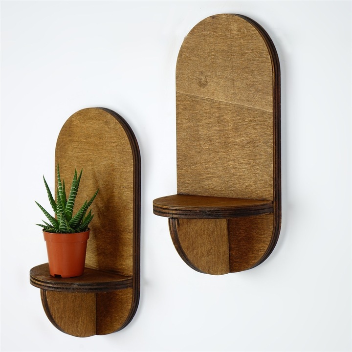 Rafturi, Woody Fashion, 100% placaj, 13x26x9cm, set 2 piese