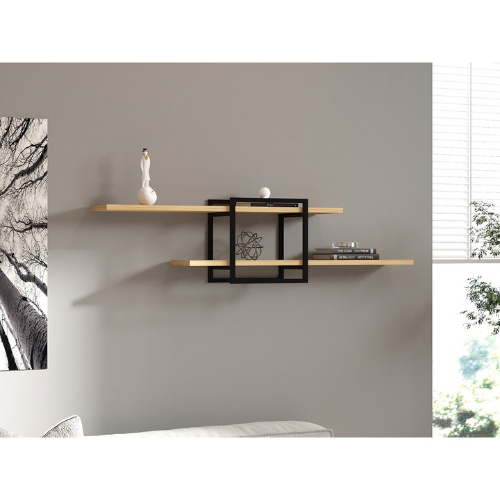 Fali polc, Woody Fashion, zafír tölgy, 120x30x18cm, 4 polc