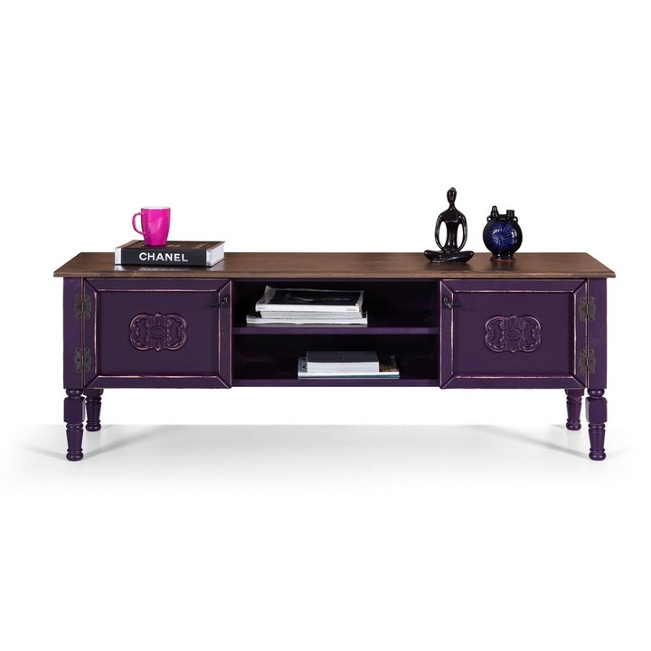 Comoda TV, Woody Fashion, MDF, 150x40x50cm, mov,