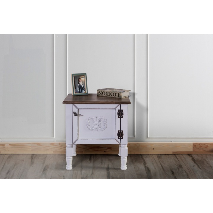 Нощни шкафчета, Woody Fashion, 50x40x52см, бели, дебелина 10мм, крак от елша