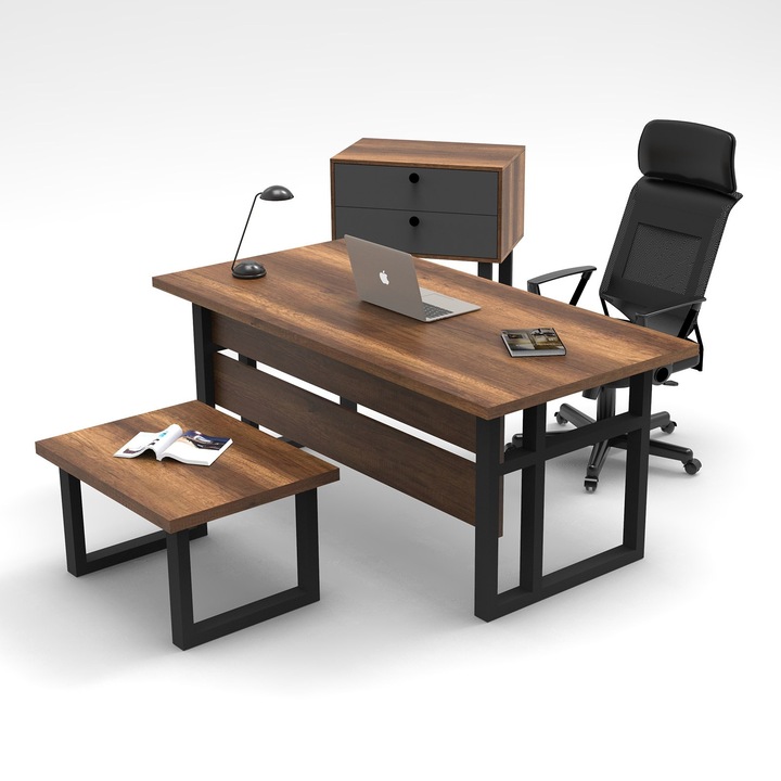 Set mobilier birou, Woody Fashion, 100% melamina, 180x90x73cm, 80x60x43cm, 80x52x85cm