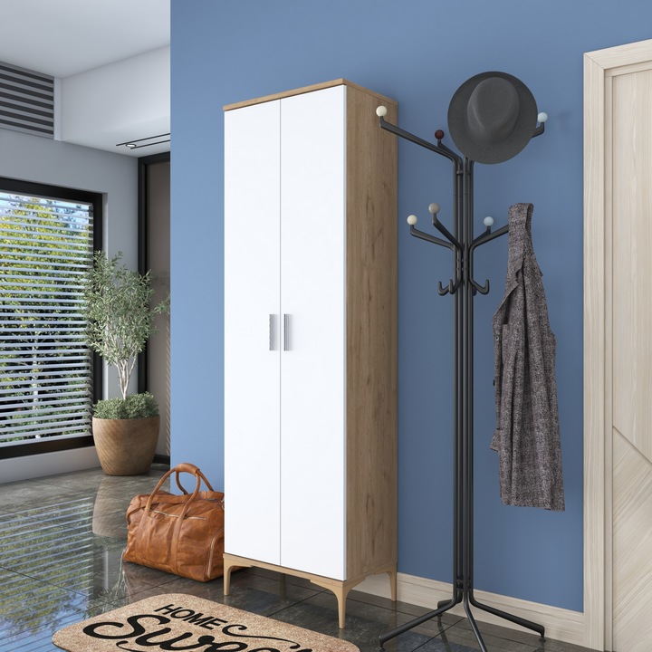 Dulap, Woody Fashion, alb/natur, 60x198.6x37.5cm