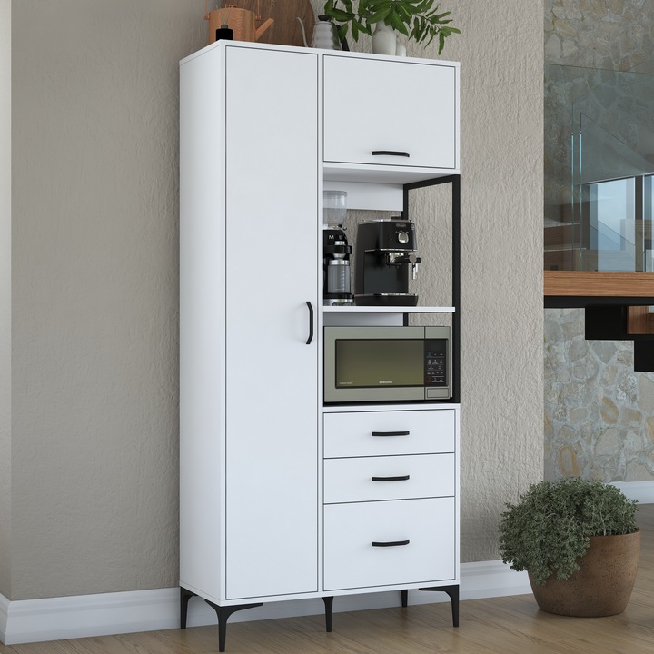 Dulap multifunctional, Woody Fashion, PAL, 90x198.6x40cm, alb