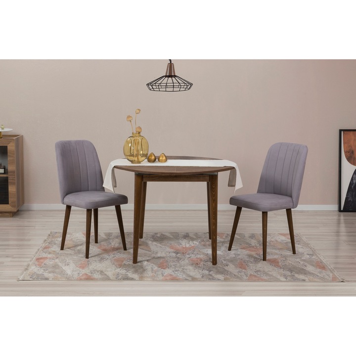 Set masa extensibila si 2 scaune, Woody Fashion, 100x100cm, 18mm