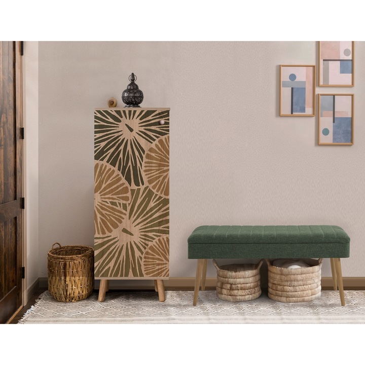 Előszoba bútor szett, Woody Fashion, cipősszekrény 50x135x38cm, pad 105x50x40cm, fa