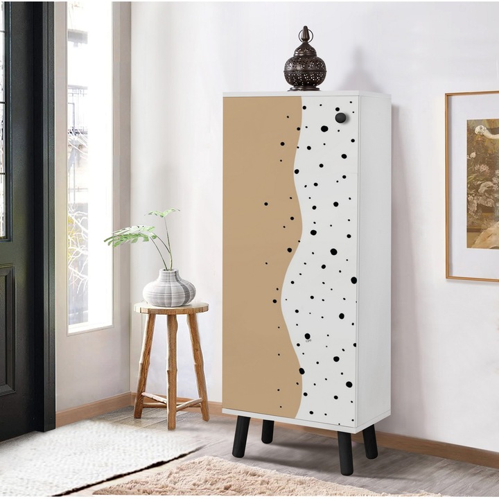 Cipőszekrény, Woody Fashion, 50x135x38cm, 100% melamin, tömörfa lábak, 3 polc