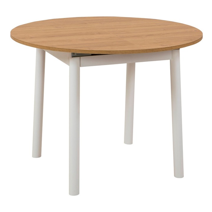 Masa extensibila, Woody Fashion, 100x100cm, 18mm, cu picioare din lemn