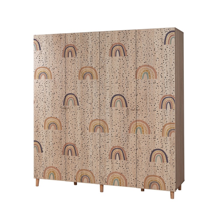 Dulap, Woody Fashion, model curcubeu, 180x192x52cm, PAL, multicolor