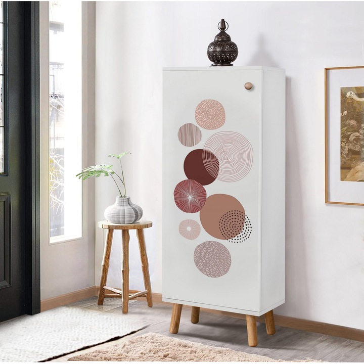 Cipőszekrény, Woody Fashion, 100% melamin, tömörfa lábak, 50x135x38cm, 3 polc