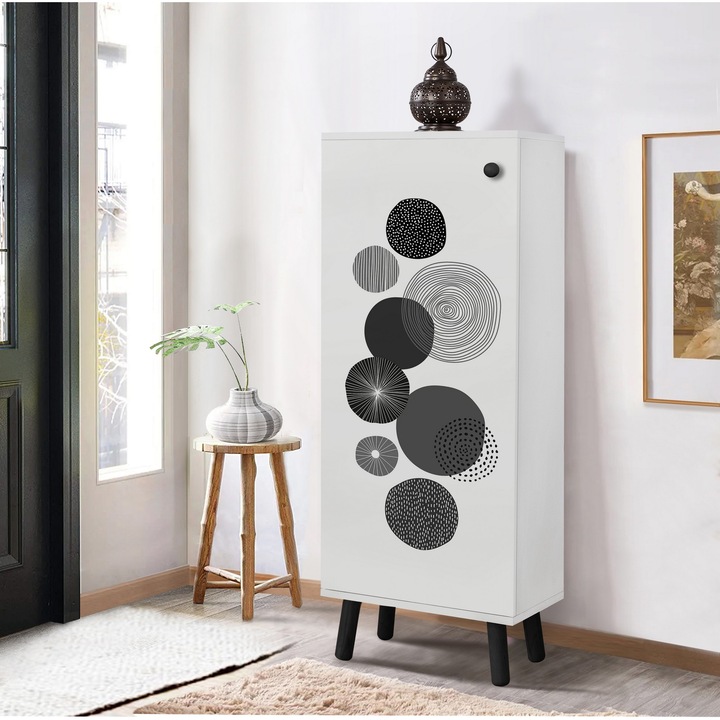 Cipőszekrény, Woody Fashion, 50x135x38cm, 100% melamin, tömörfa lábak, 3 polc