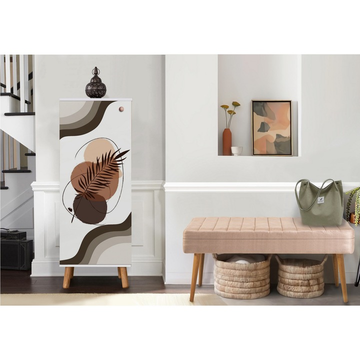 Előszoba bútor szett, Woody Fashion, 100% melamin, fa lábak, 50x135x38cm, 105x50x40cm