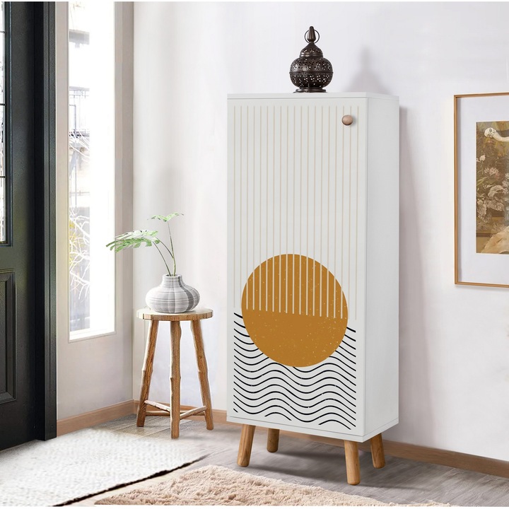 Cipőszekrény, Woody Fashion, 50x135x38cm, 18mm, tömörfa lábak, 3 polc