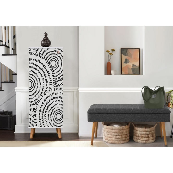 Előszoba bútor szett, Woody Fashion, 100% melamin, fa lábak, 50x135x38cm, 105x50x40cm