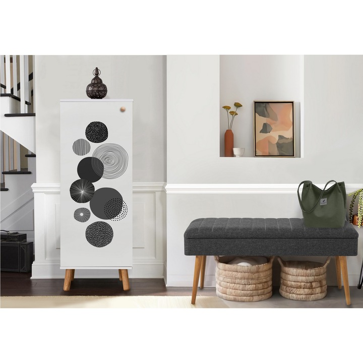 Előszoba bútor szett, Woody Fashion, 100% melamin, fa lábak, 50x135x38cm, 105x50x40cm