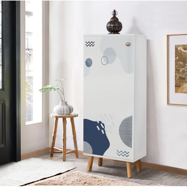 Cipőszekrény, Woody Fashion, 50x135x38cm, 100% melamin, tömörfa lábak, 3 polc