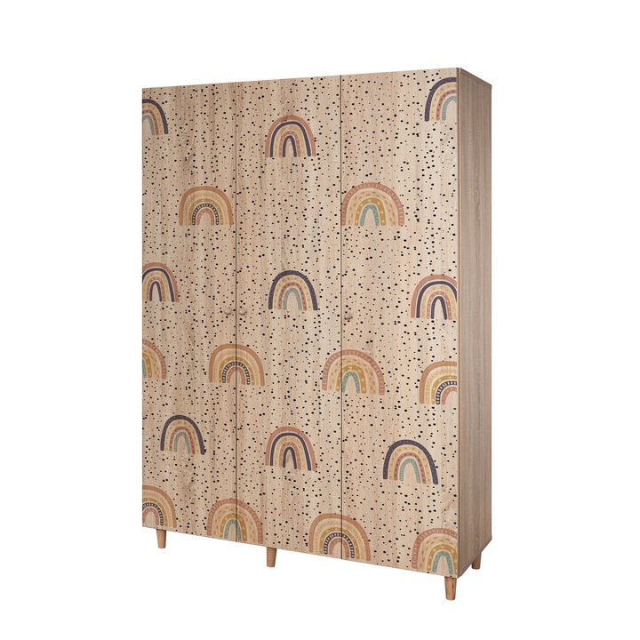 Dulap, Woody Fashion, model curcubeu, 135x192x52cm, PAL, multicolor