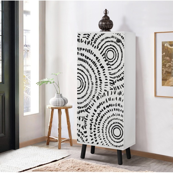 Cipőszekrény, Woody Fashion, 50x135x38cm, 100% melamin, tömörfa lábak, 3 polc