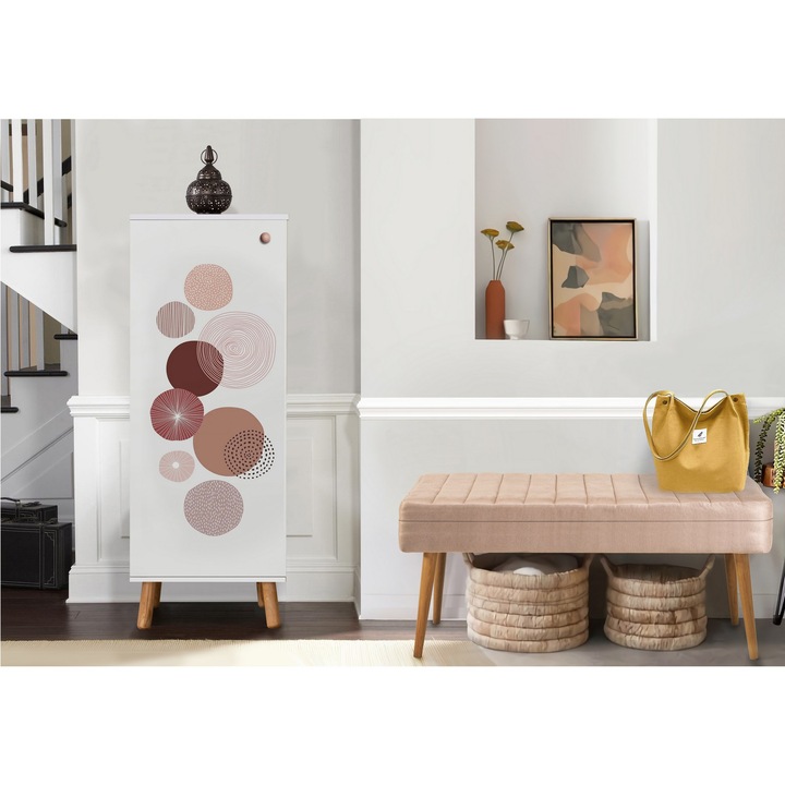 Előszoba bútor szett, Woody Fashion, cipősszekrény 50x135x38cm, bársony pad 105x50x40cm, fa, melamin