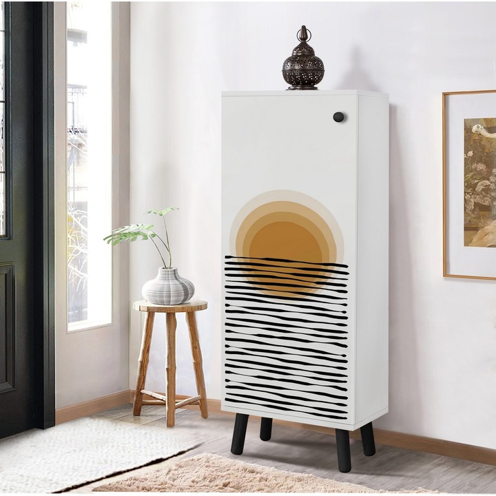 Dulap pantofi, Woody Fashion 1920, 18mm, picioare din lemn masiv, 50x135x38cm