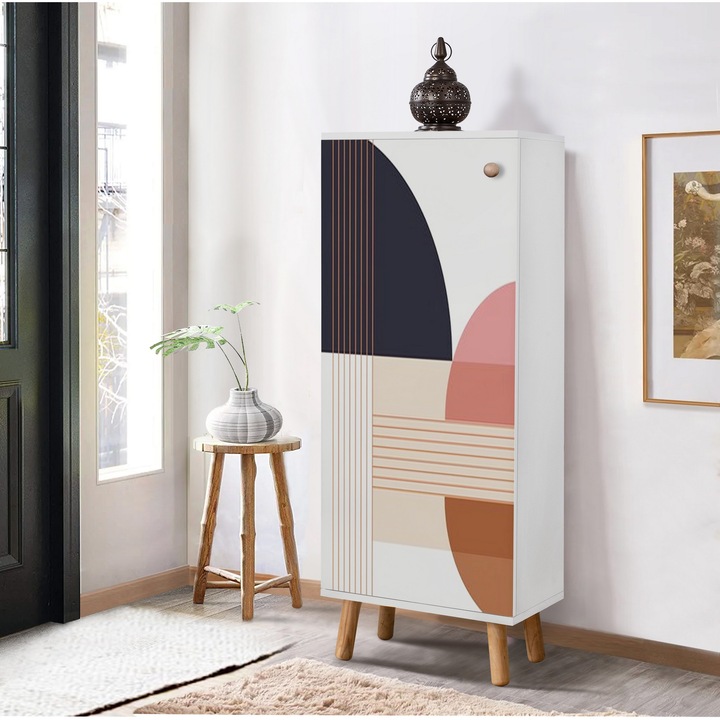 Cipőszekrény, Woody Fashion, 50x135x38cm, 100% melamin, tömörfa lábak, 3 polc