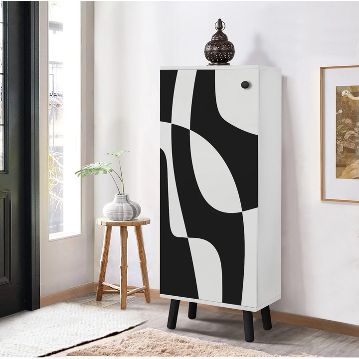 Cipőszekrény, Woody Fashion, 50x135x38cm, 100% melamin, tömörfa lábak, 3 polc