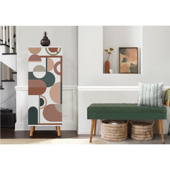 Előszoba bútor szett, Woody Fashion, 100% melamin, fa lábak, 50x135x38cm, 105x50x40cm