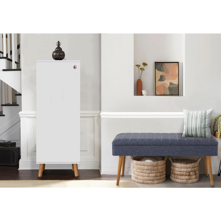 Előszoba bútor szett, Woody Fashion, 100% melamin, fa lábak, 50x135x38cm, 105x50x40cm