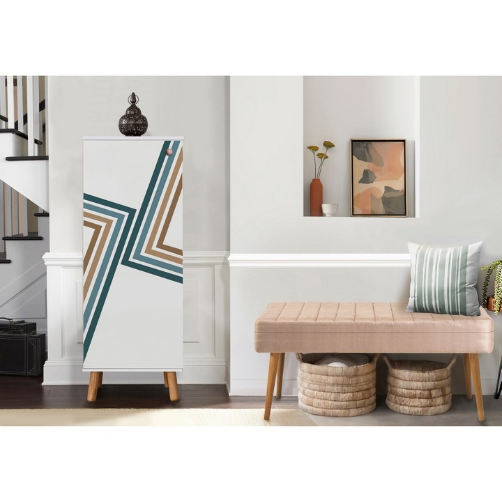 Előszoba bútor szett, Woody Fashion, 100% melamin, fa lábak, 50x135x38cm, 105x50x40cm