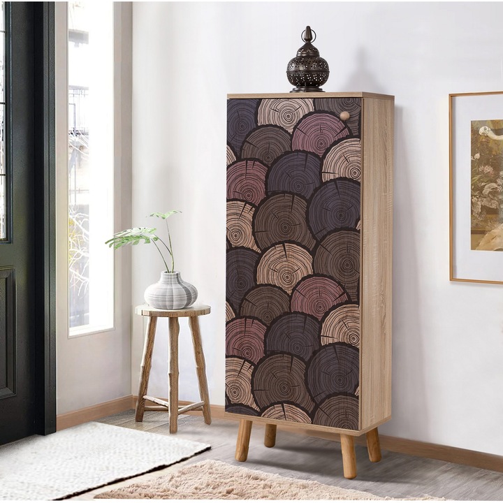 Cipőszekrény, Woody Fashion, 50x135x38cm, 100% melamin, tömörfa lábak, 3 polc