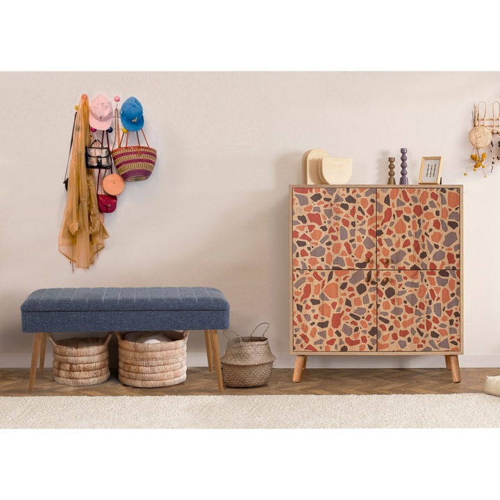 Set mobilier pentru hol, Woody Fashion, 100% melamina, picioare din lemn, 95x111x36cm, 105x49x40cm