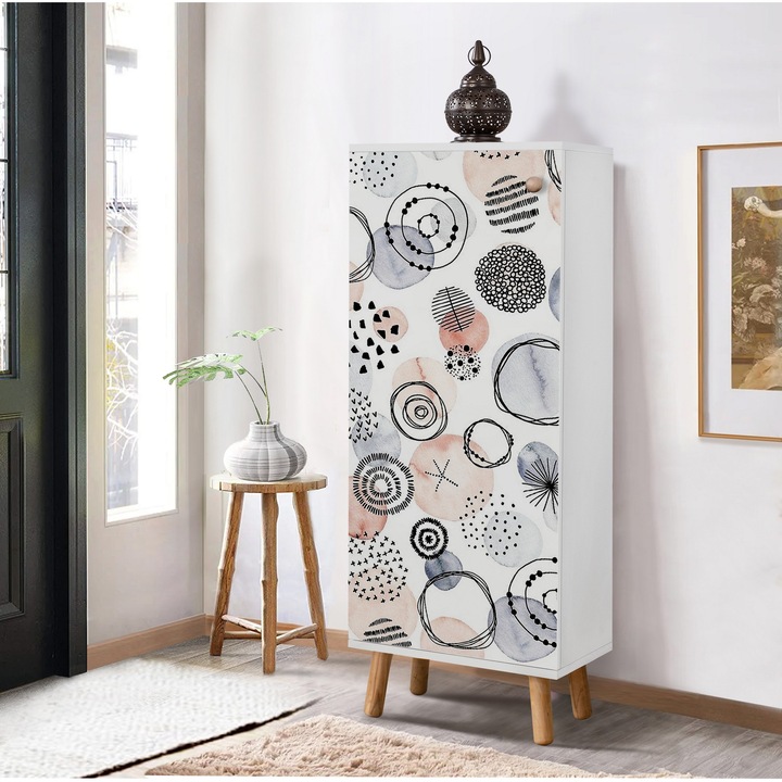 Cipőszekrény, Woody Fashion, 50x135x38cm, 100% melamin, tömörfa lábak, 3 polc