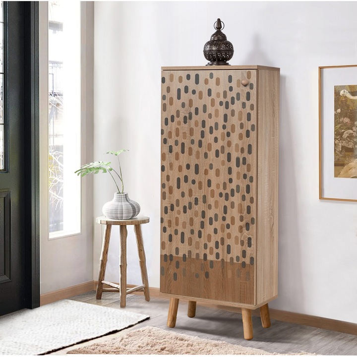 Cipőszekrény, Woody Fashion, 50x135x38cm, 100% melamin, tömörfa lábak, 3 polc