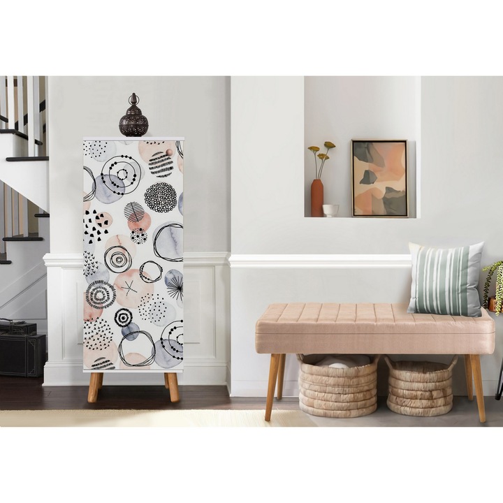 Előszoba bútor szett, Woody Fashion, 100% melamin, fa lábak, 50x135x38cm, 105x50x40cm