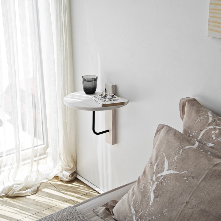 Fali polc, Woody Fashion, 35x35cm, tömörfa, fém