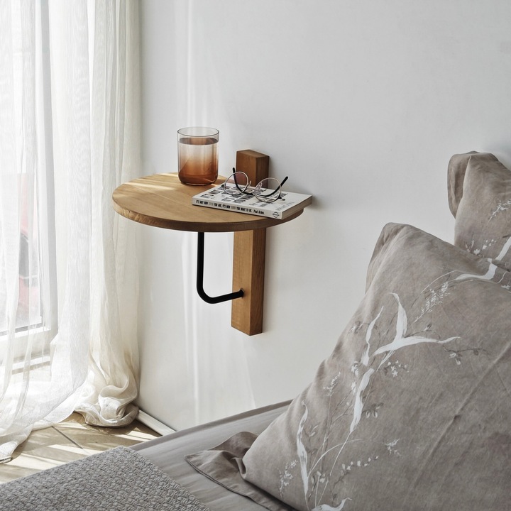 Fali polc, Woody Fashion, fém és fa, 35x35cm