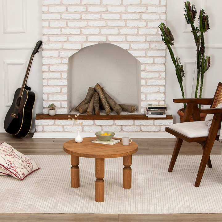 Masa de cafea, Woody Fashion, 60x40x60cm, lemn masiv, finisaj mat