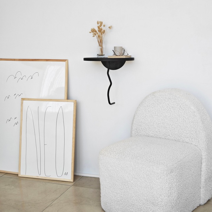 Fali polc, Woody Fashion, 35x35cm, tömörfa, fém