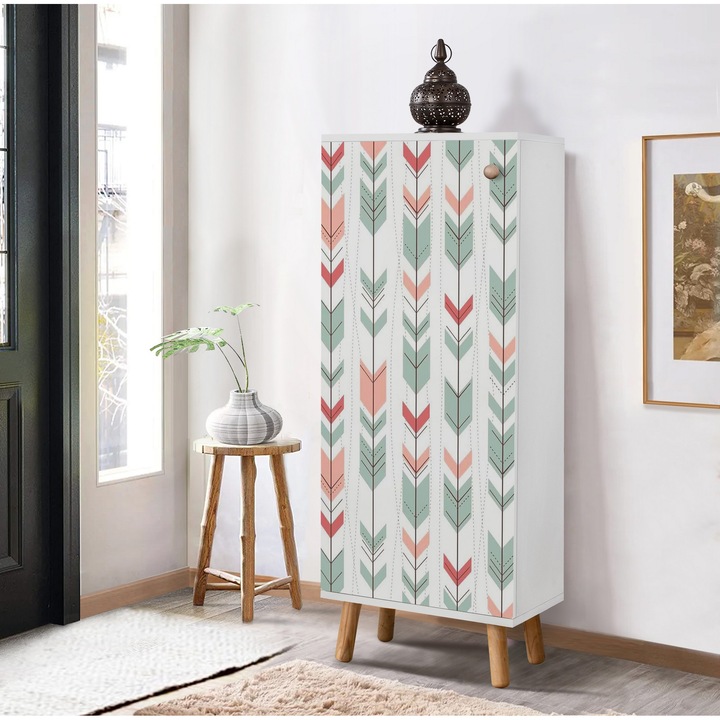 Cipőszekrény, Woody Fashion, 50x135x38cm, 100% melamin, tömörfa lábak, 3 polc