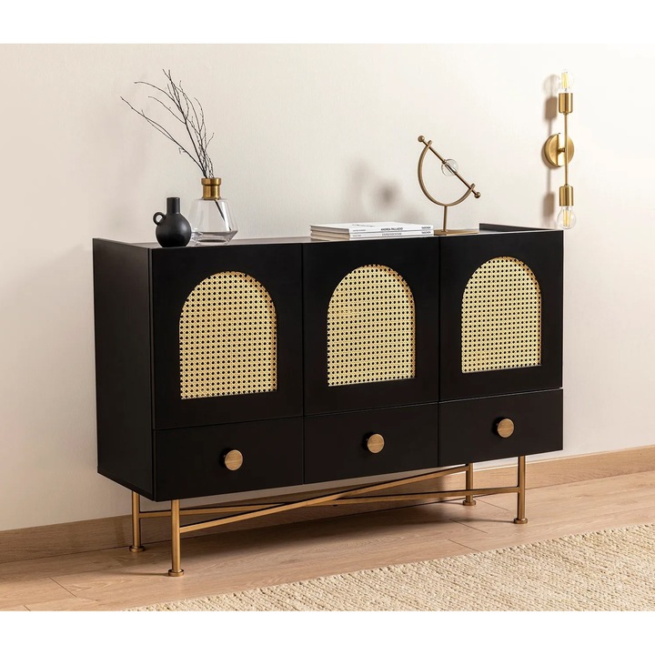 Конзолна маса, Woody Fashion, 123x38x63см, метални крака, 100% меламин, комплект от 1 брой