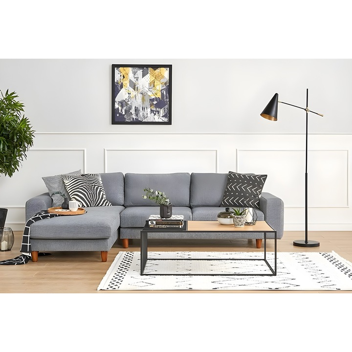 Masa de cafea, Woody Fashion, 120x40x40cm, picioare metalice