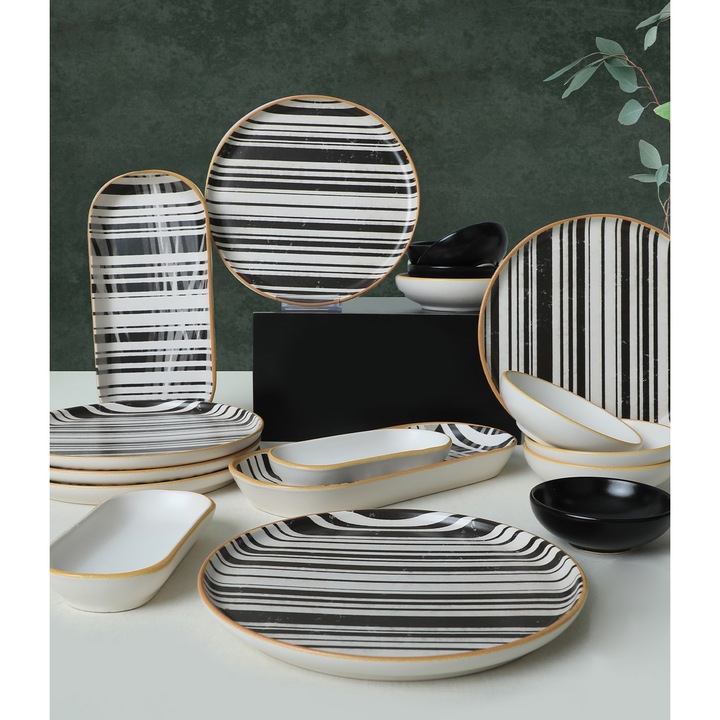 Set servicii de masa 18 piese, Hermia Concept, ceramica, rezistent la socuri termice, alb