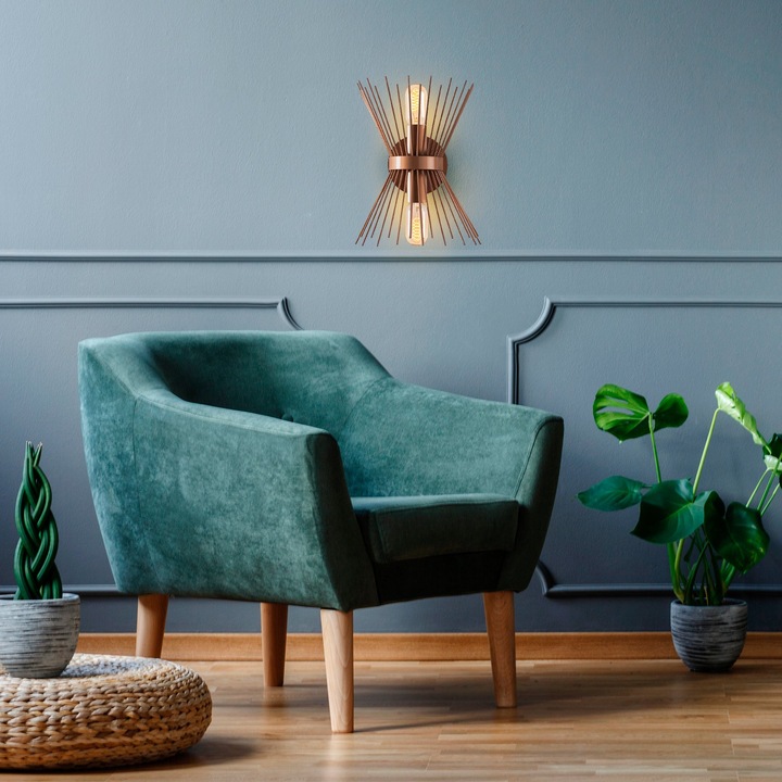 Aplica metalica, Opviq, 23x16cm, 33cm inaltime, 2xE27, IP20